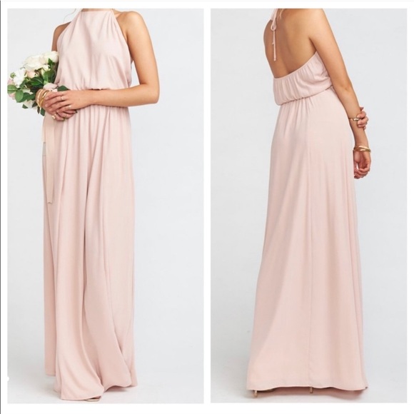 SMYM Heather Halter Maxi Dress Dusty Blush Pink - Picture 1 of 8